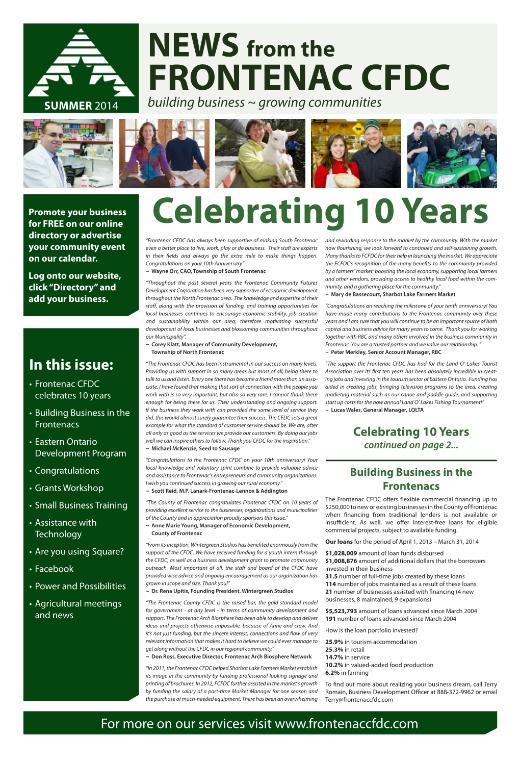 FRONTENAC CFDC Celebrating 10 Years