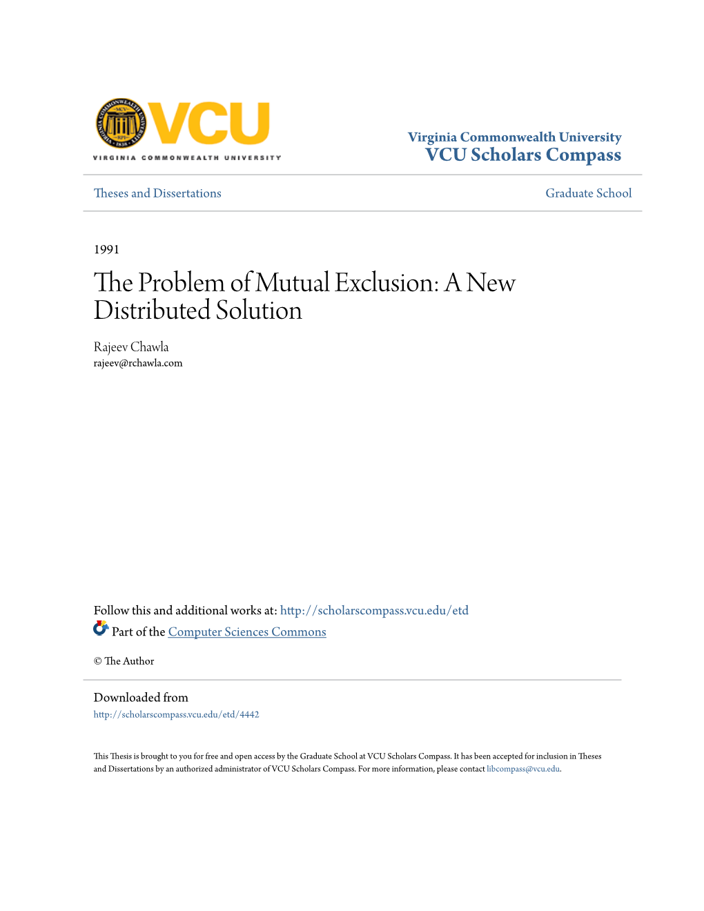 The Problem of Mutual Exclusion: a New Distributed Solution