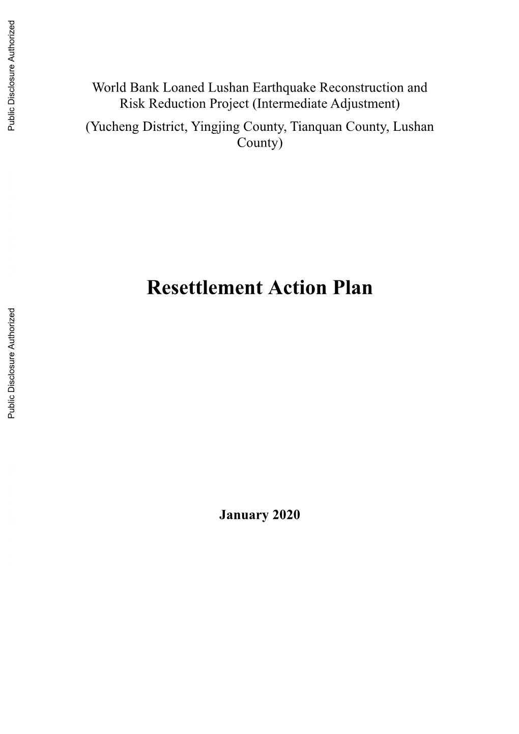 Due Diligence Report for Resettlement Which Is Attached to the Report