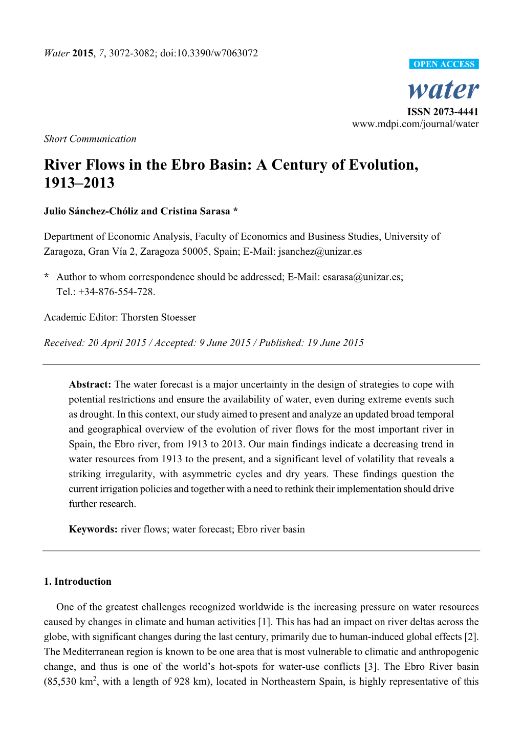 River Flows in the Ebro Basin: a Century of Evolution, 1913–2013