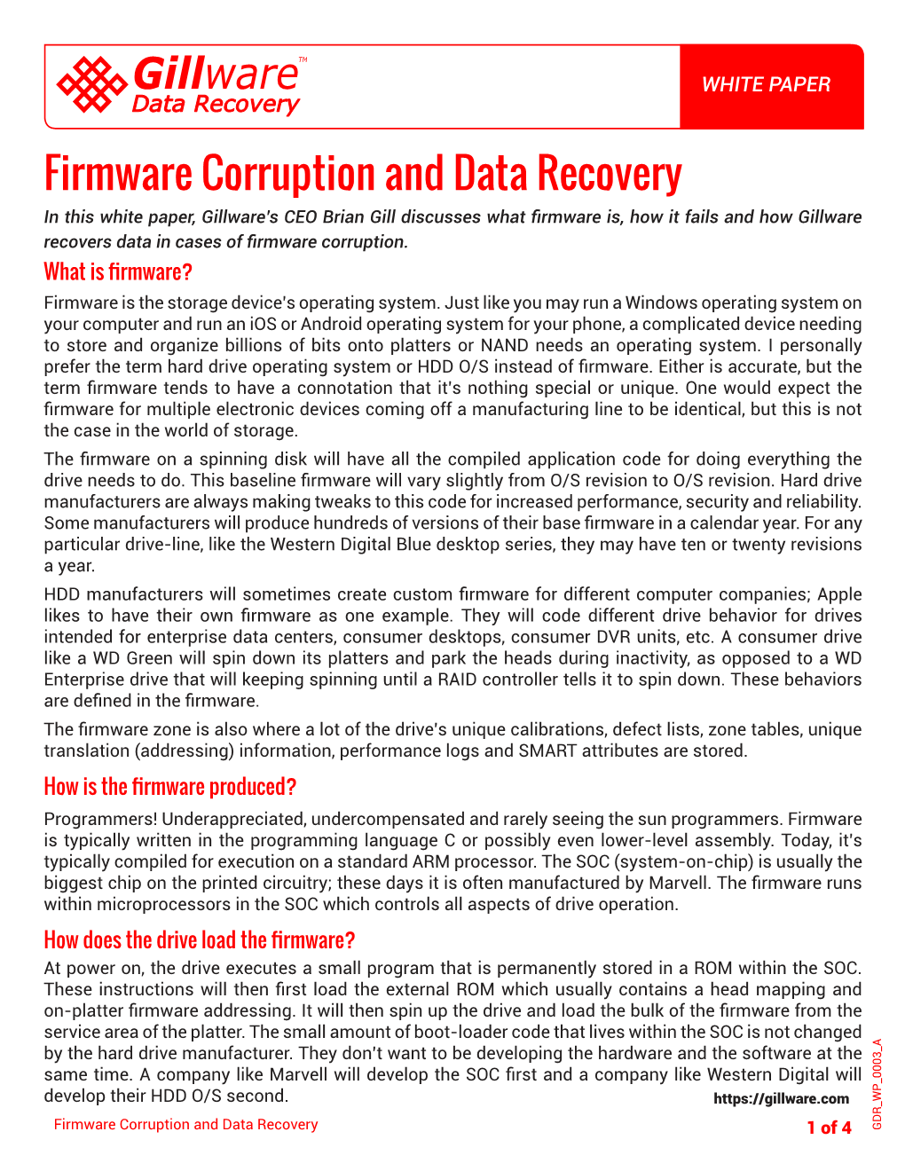 Firmware Corruption and Data Recovery