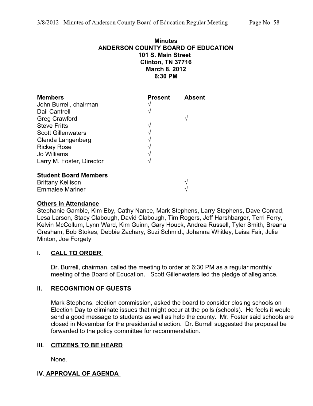 3/8/2012 Minutes of Anderson County Board of Education Regular Meeting Page No. 68