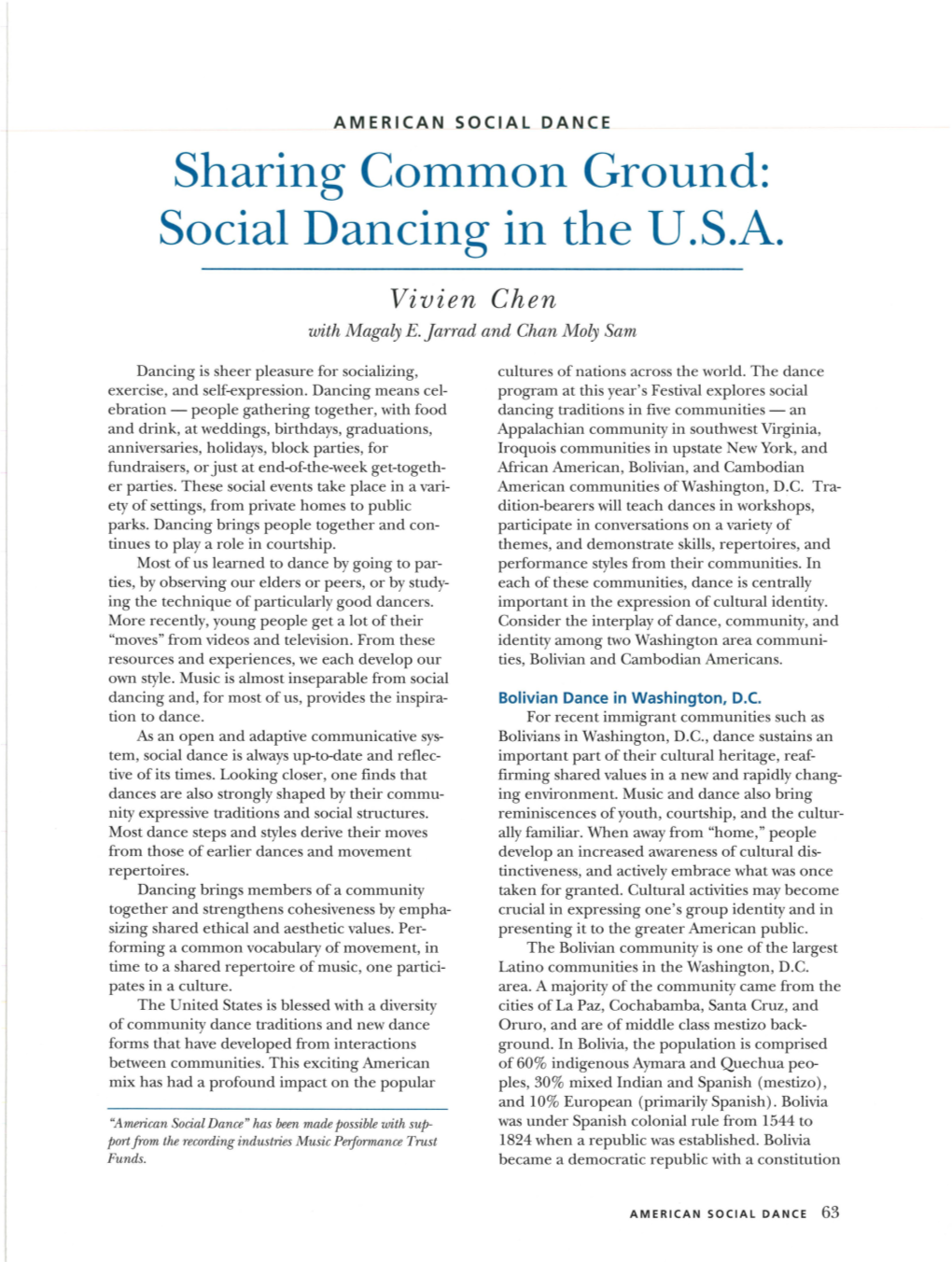 Social Dancing in the U.S.A