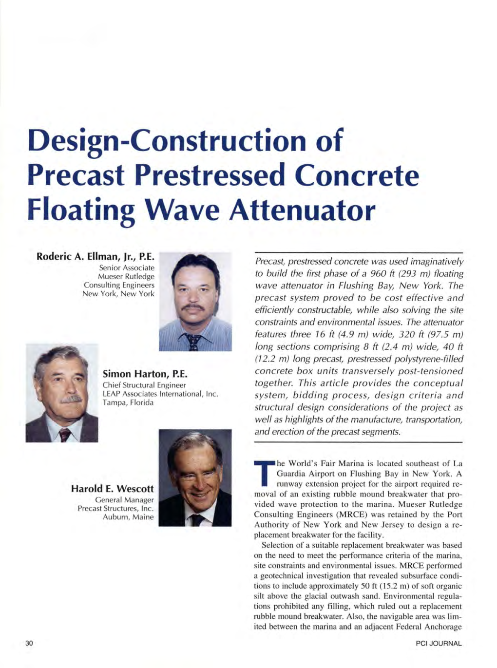 Design-Construction of Precast Prestressed Concrete Floating Wave Attenuator