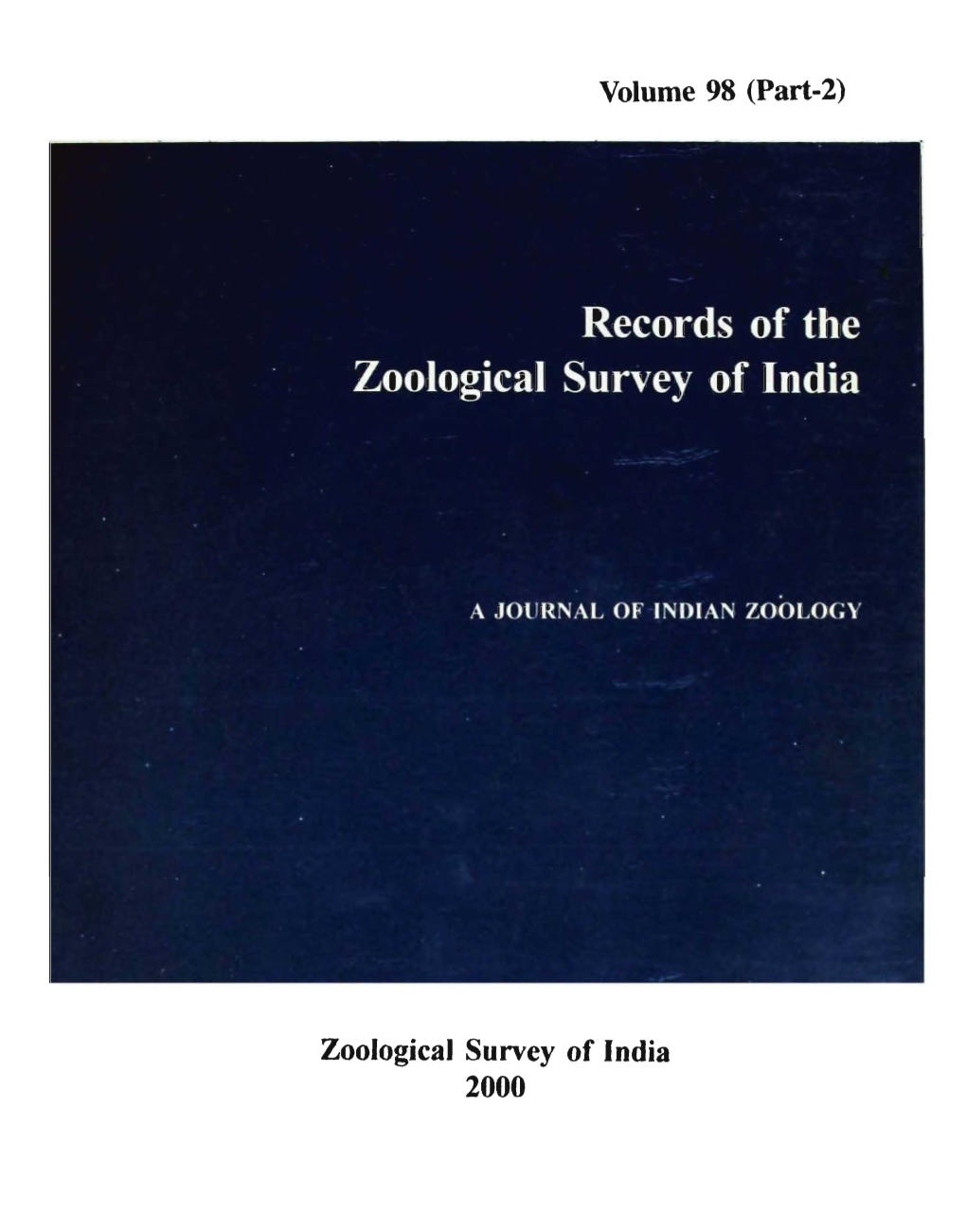Volume 9'8 (Part-2) Zoological Surveyor India