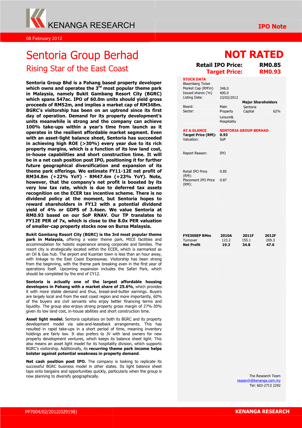 KENANGA RESEARCH IPO Note