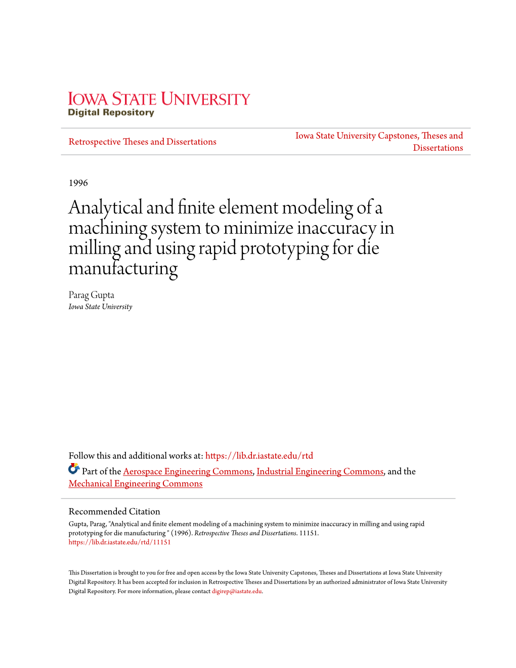 Analytical and Finite Element Modeling of a Machining System to Minimize