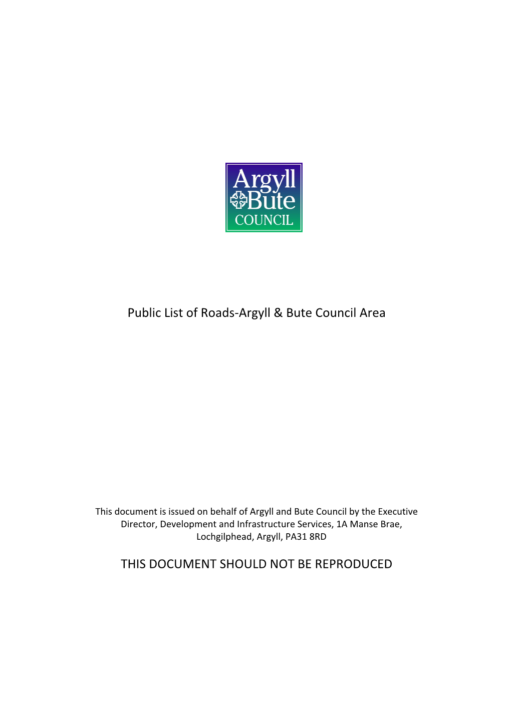 Public List of Roads-Argyll & Bute Council Area