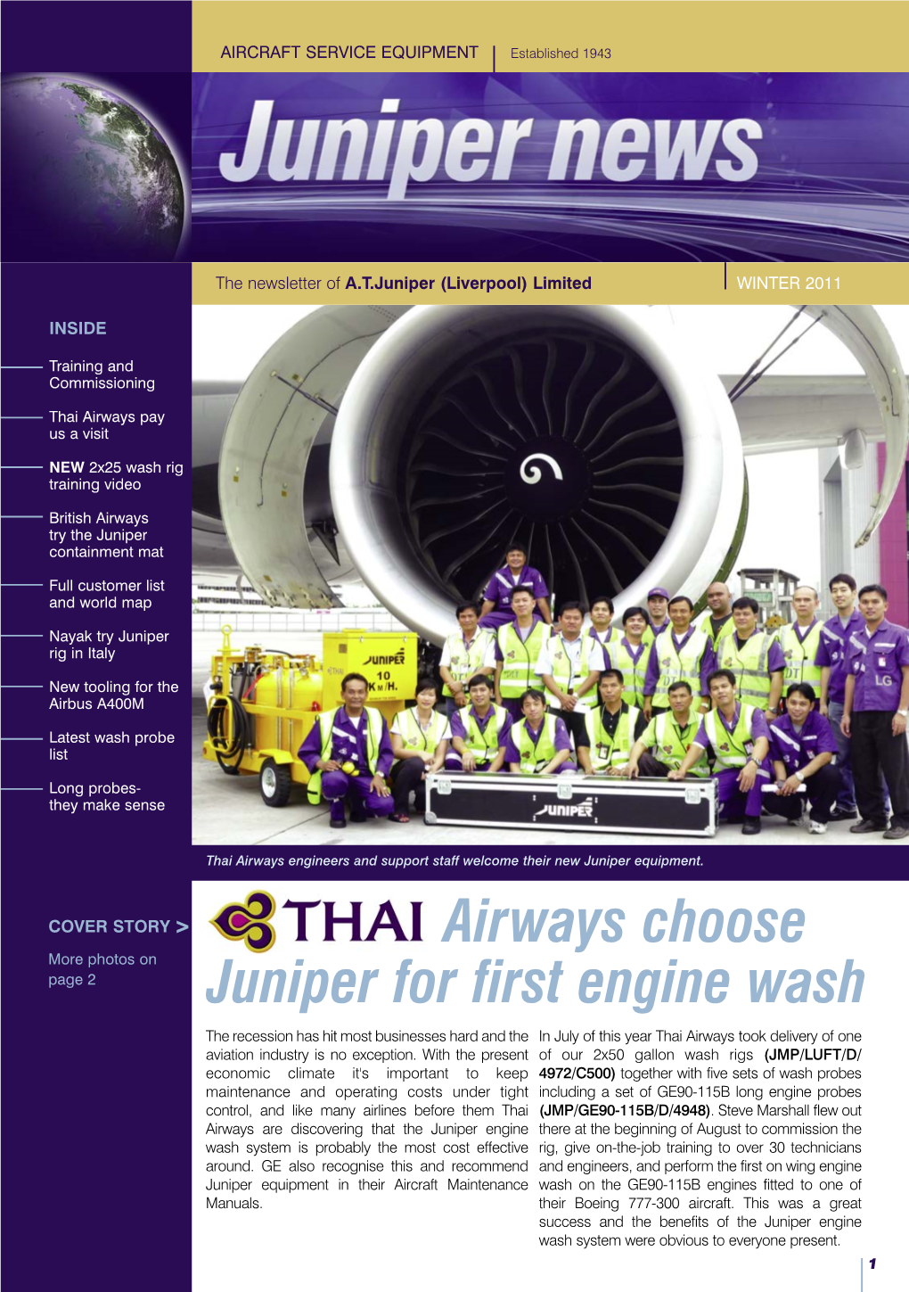 Airways Choose Juniper for First Engine Wash