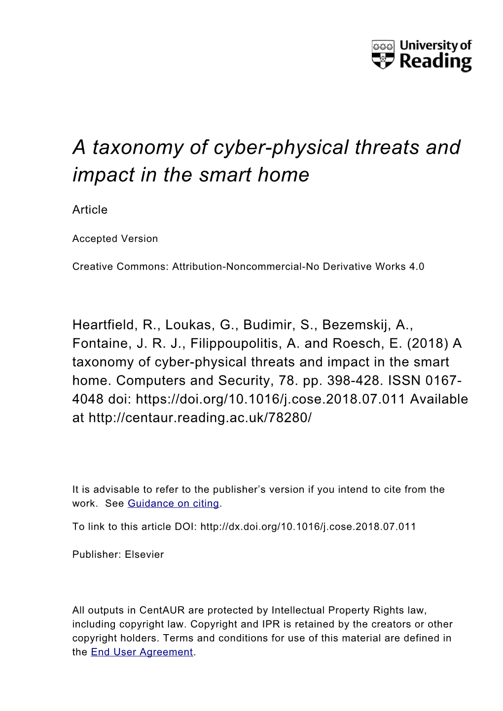 A Taxonomy of Cyber-Physical Threats and Impact in the Smart Home