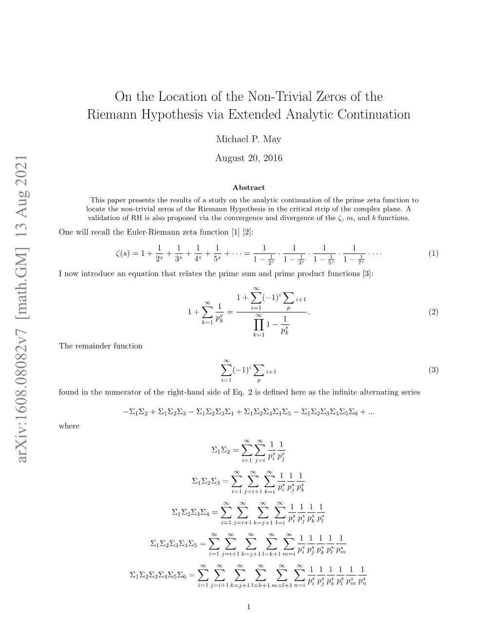 Arxiv:1608.08082V7 [Math.GM] 13 Aug 2021