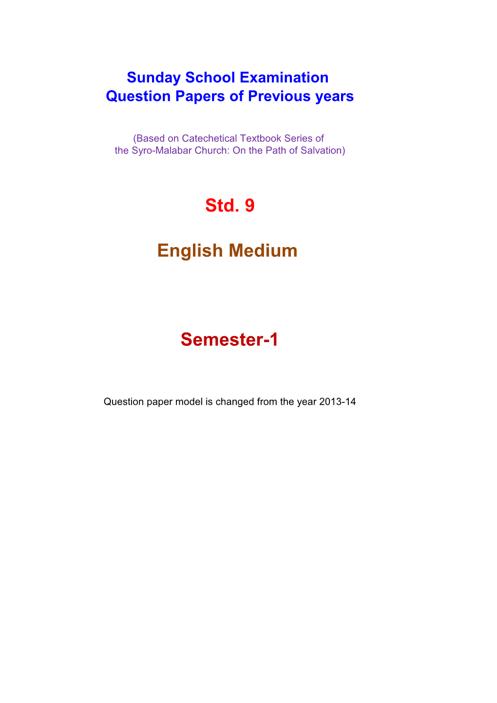 Std. 9 English Medium Semester-1