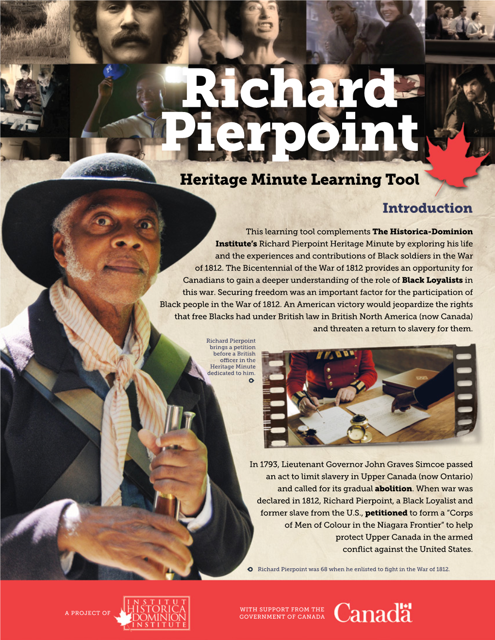 Richard Pierpoint Heritage Minute Learning Tool