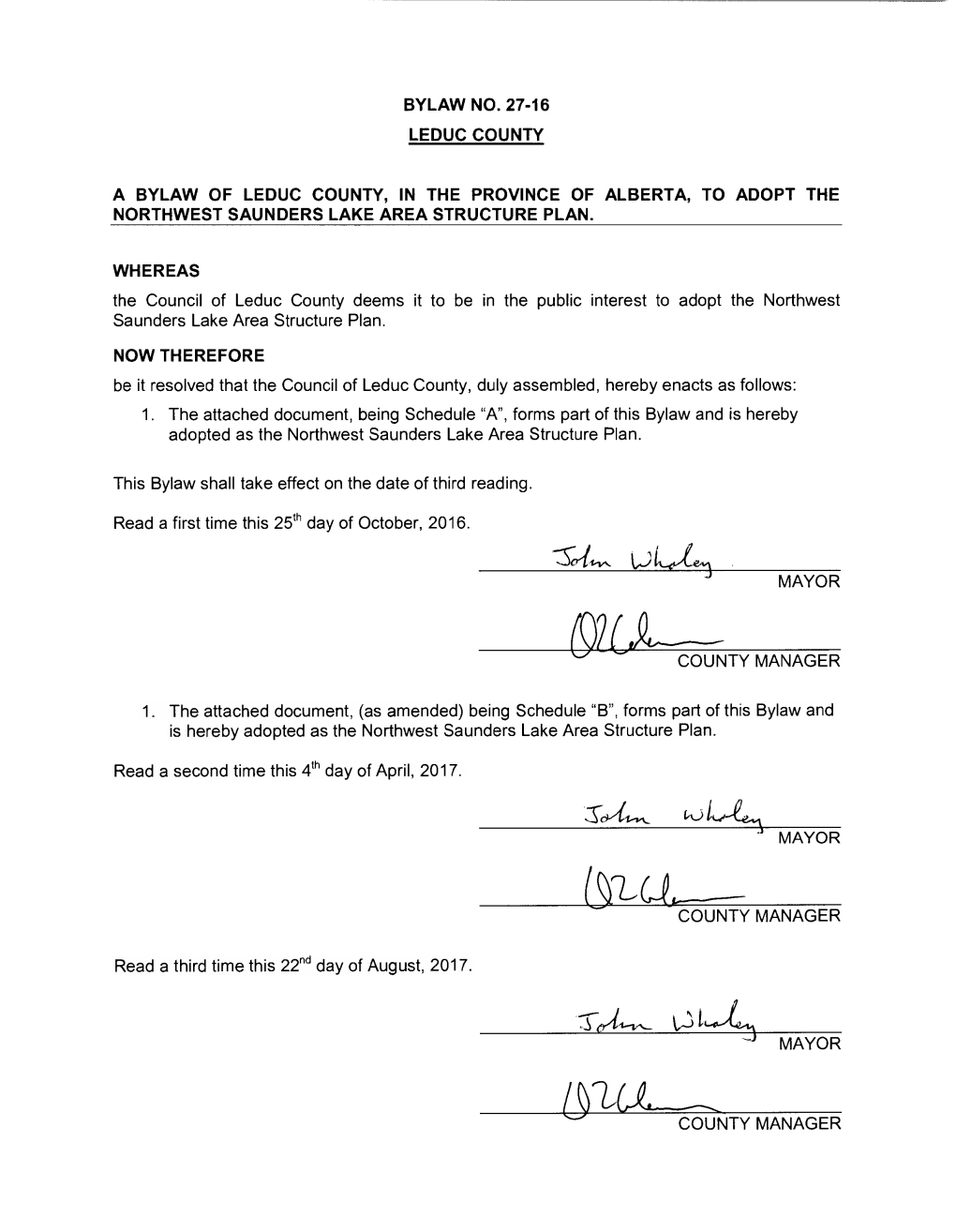 Northwest Saunders Lake Area Structure Plan