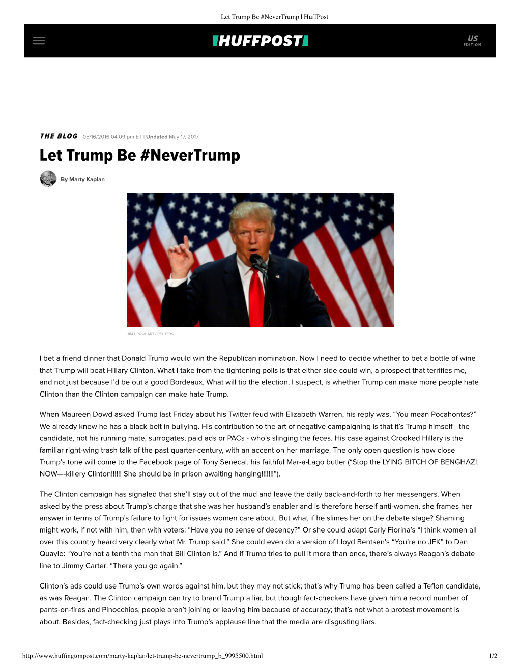 Let Trump Be #Nevertrump | Huffpost