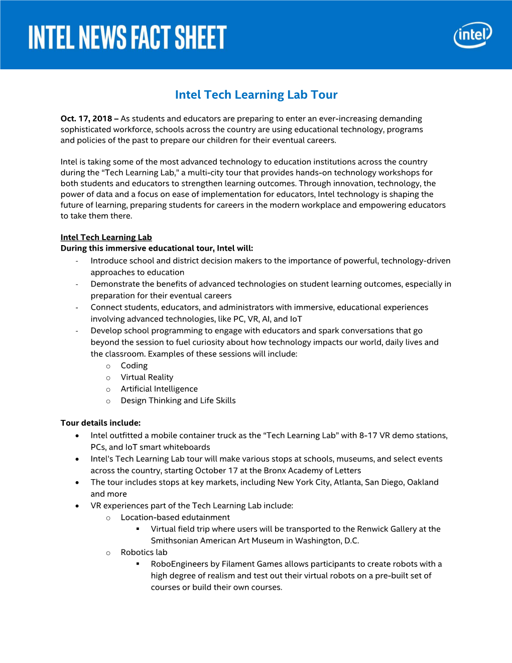 Intel Tech Learning Lab Tour