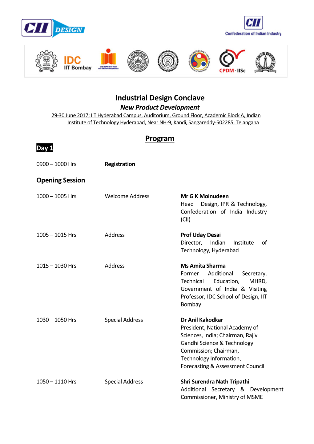 Industrial Design Conclave Program