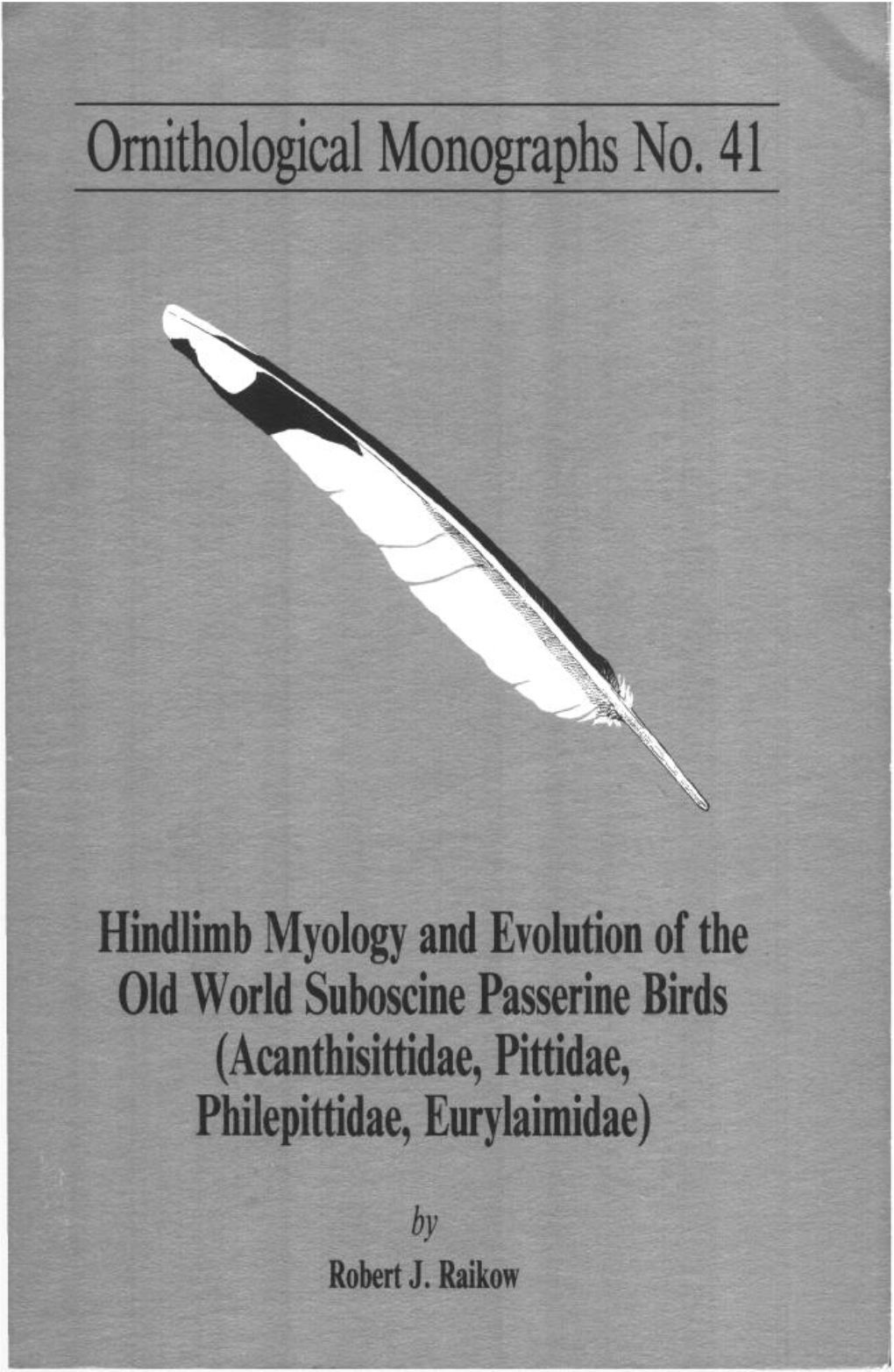 Ornithological Monographs No. 41