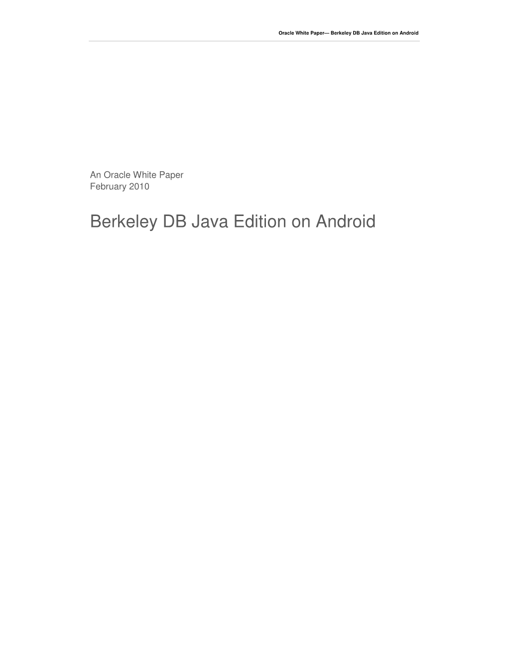 Berkeley DB Java Edition on Android