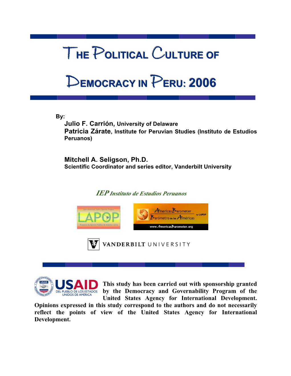 The Political Culture of Democracy in Peru: 2006