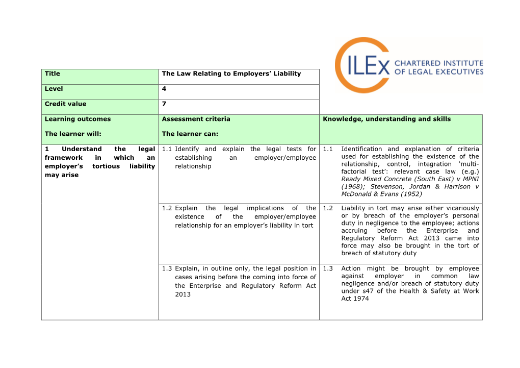 The Law Relating to Employers' Liability