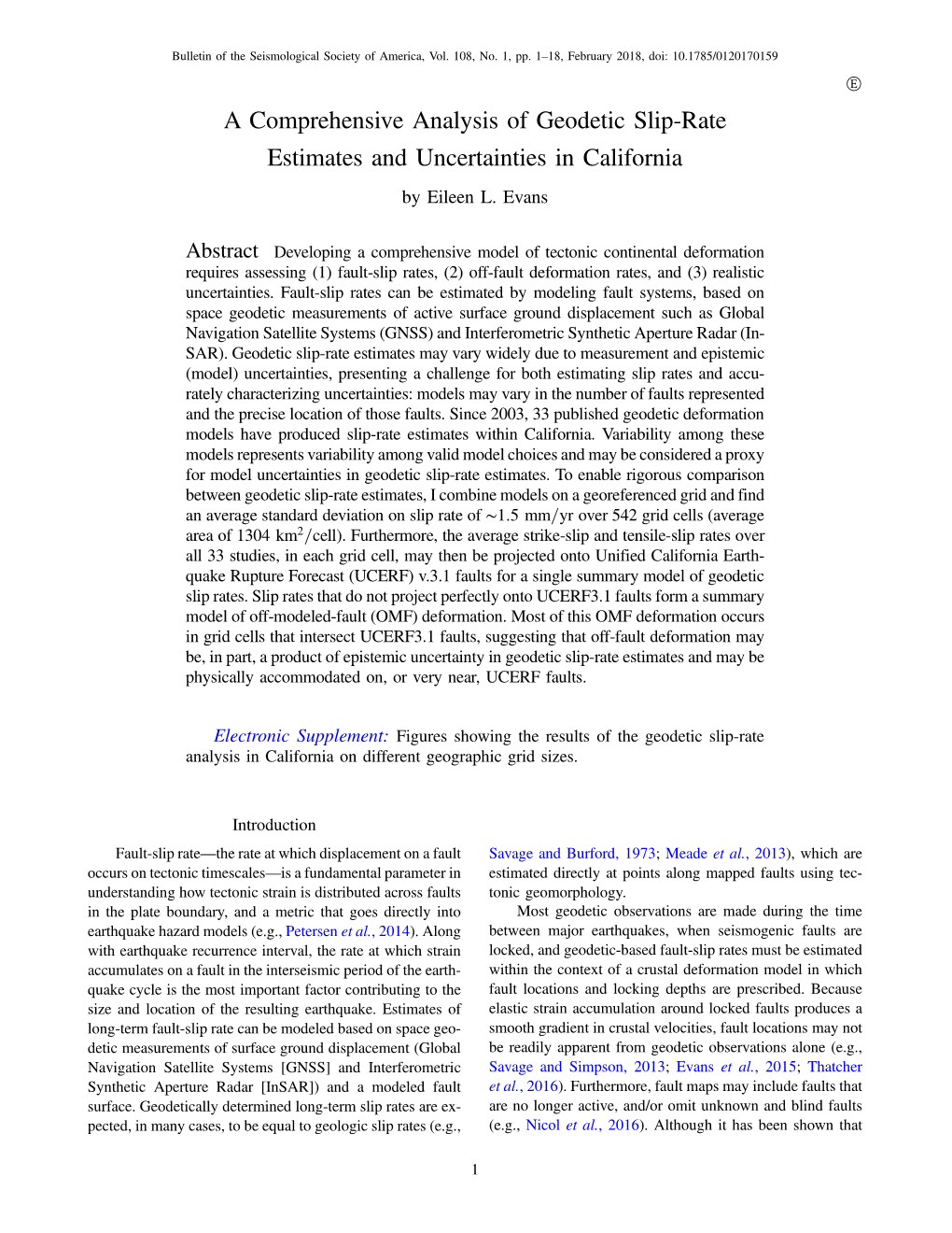 A Comprehensive Analysis of Geodetic Slip-Rate Estimates and Uncertainties in California by Eileen L