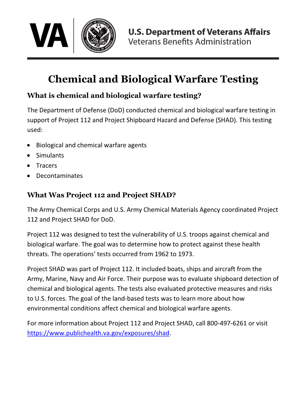 Chemical and Biological Warfare Testing