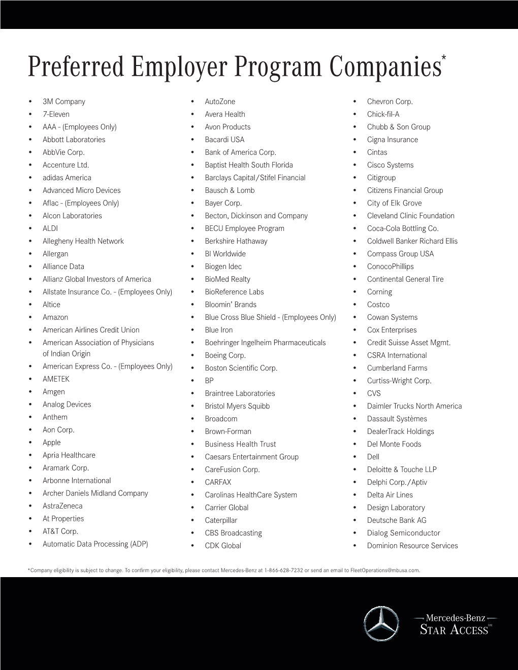 Preferred Employer Program Companies*