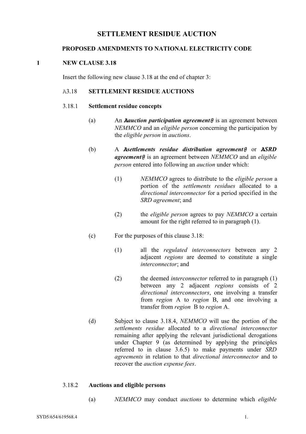 Proposed Amendments to National Electricity Code