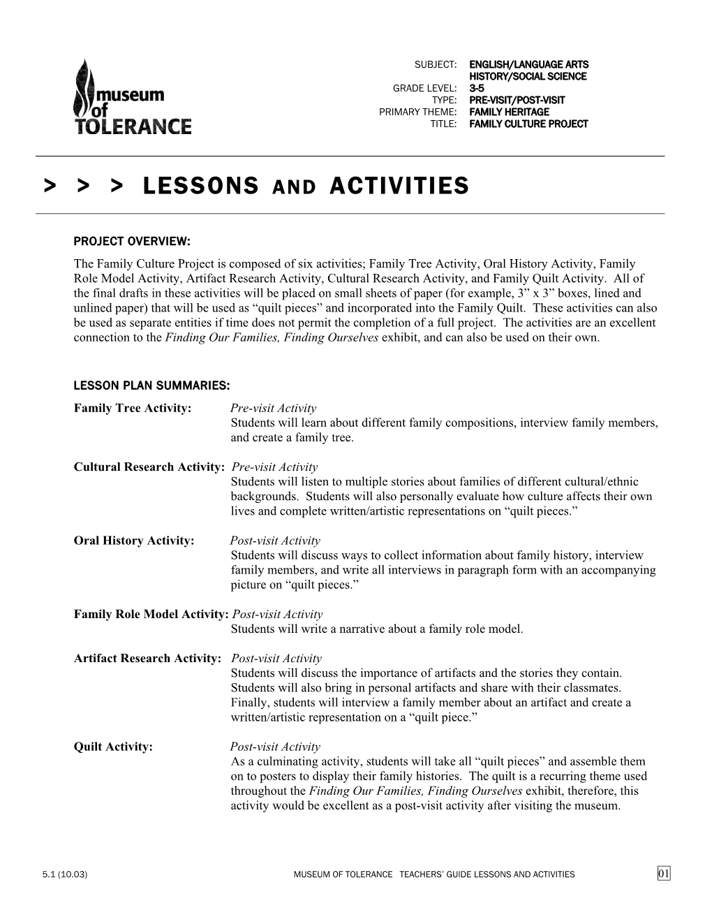 Lessons and Activities