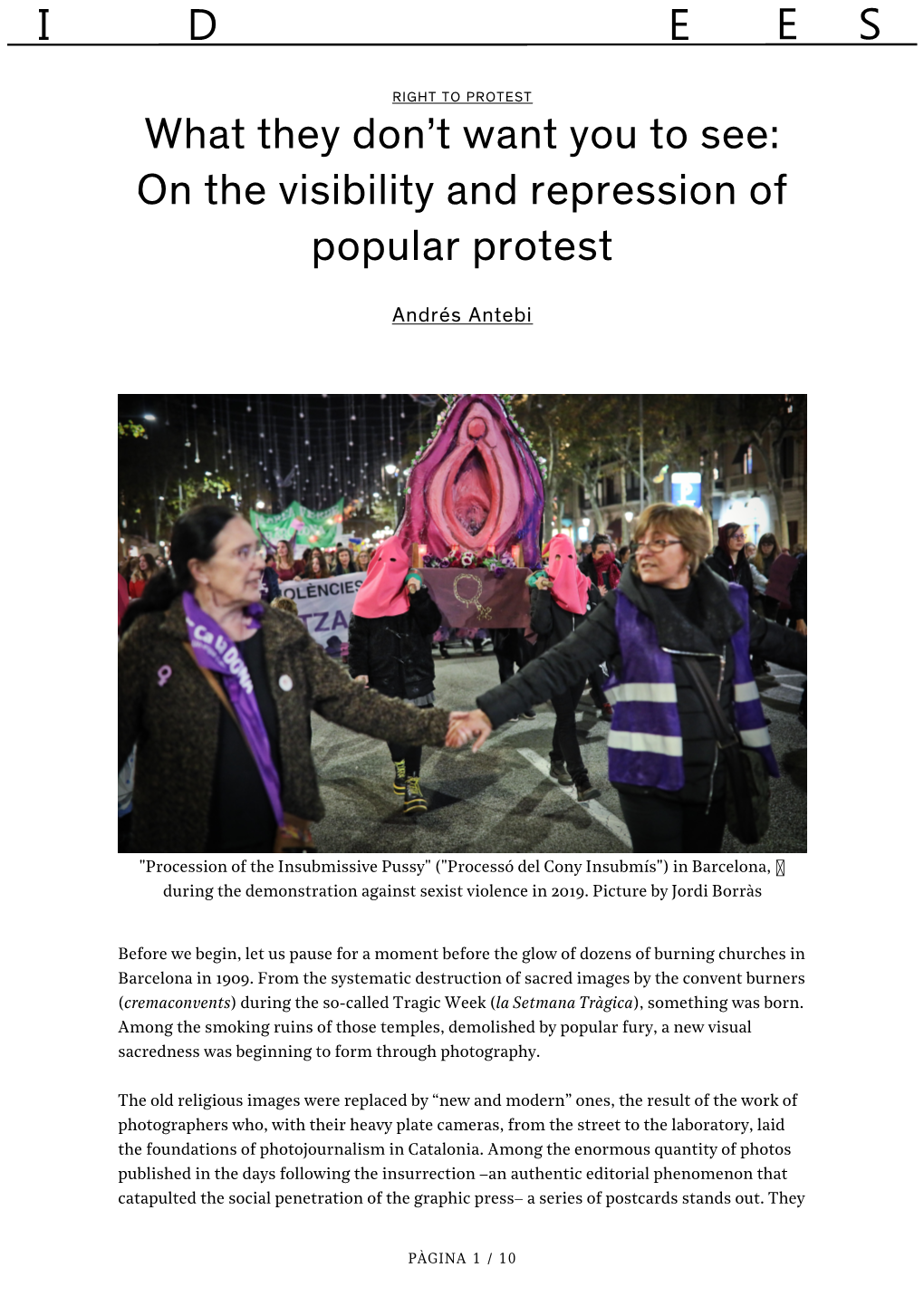 On the Visibility and Repression of Popular Protest