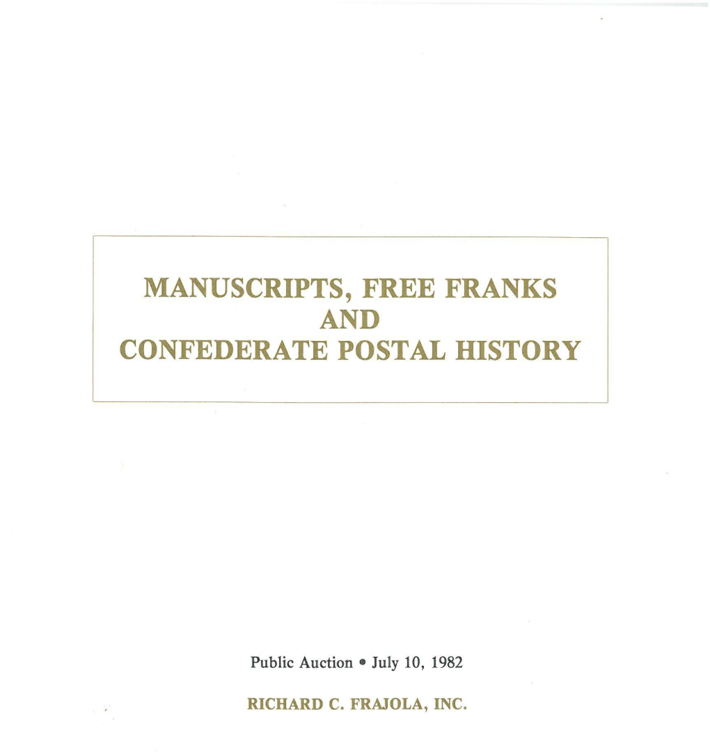 Manuscripts, Free Franks and Confederate Postal History