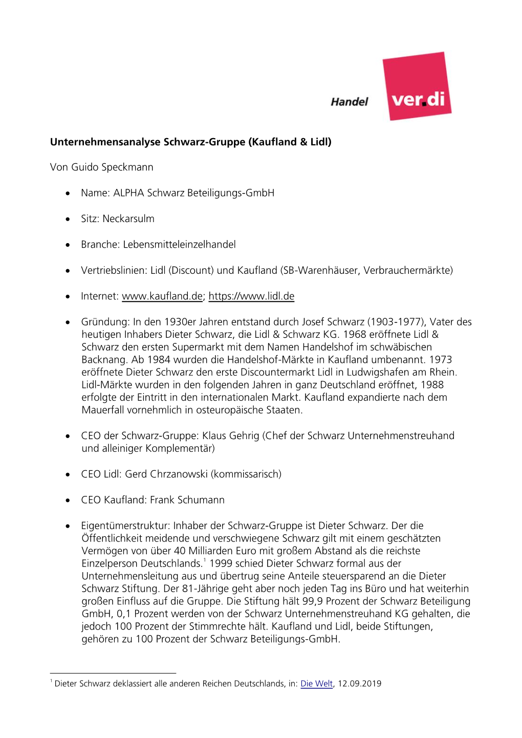 Unternehmensanalyse Schwarz-Gruppe (Kaufland & Lidl)