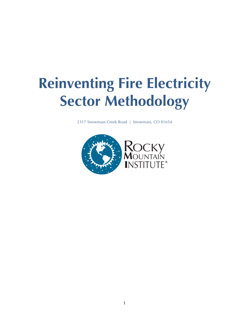 Reinventing Fire Electricity Sector Methodology