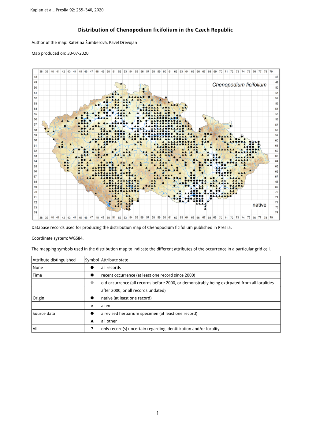 1 Distribution of Chenopodium Ficifolium in the Czech Republic