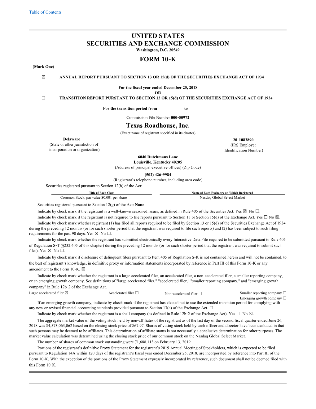 United States Securities and Exchange Commission Form