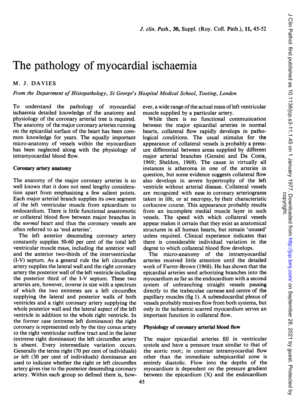 The Pathology of Myocardial Ischaemia