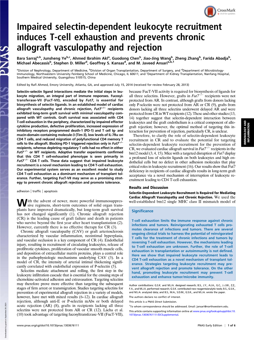 Impaired Selectin-Dependent Leukocyte Recruitment Induces T-Cell Exhaustion and Prevents Chronic Allograft Vasculopathy and Rejection