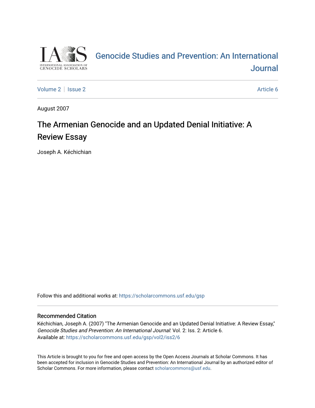 The Armenian Genocide and an Updated Denial Initiative: a Review Essay