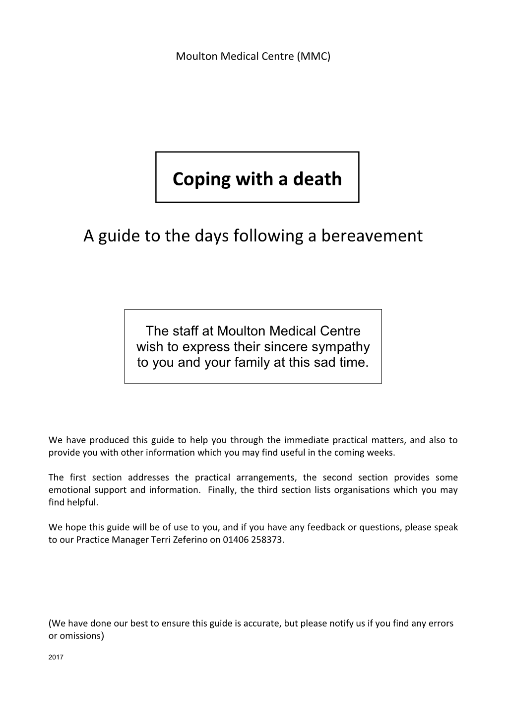 Coping with a Death Guide