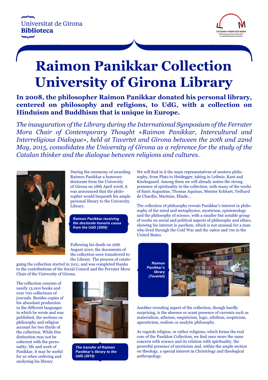 Raimon Panikkar Collection University of Girona Library
