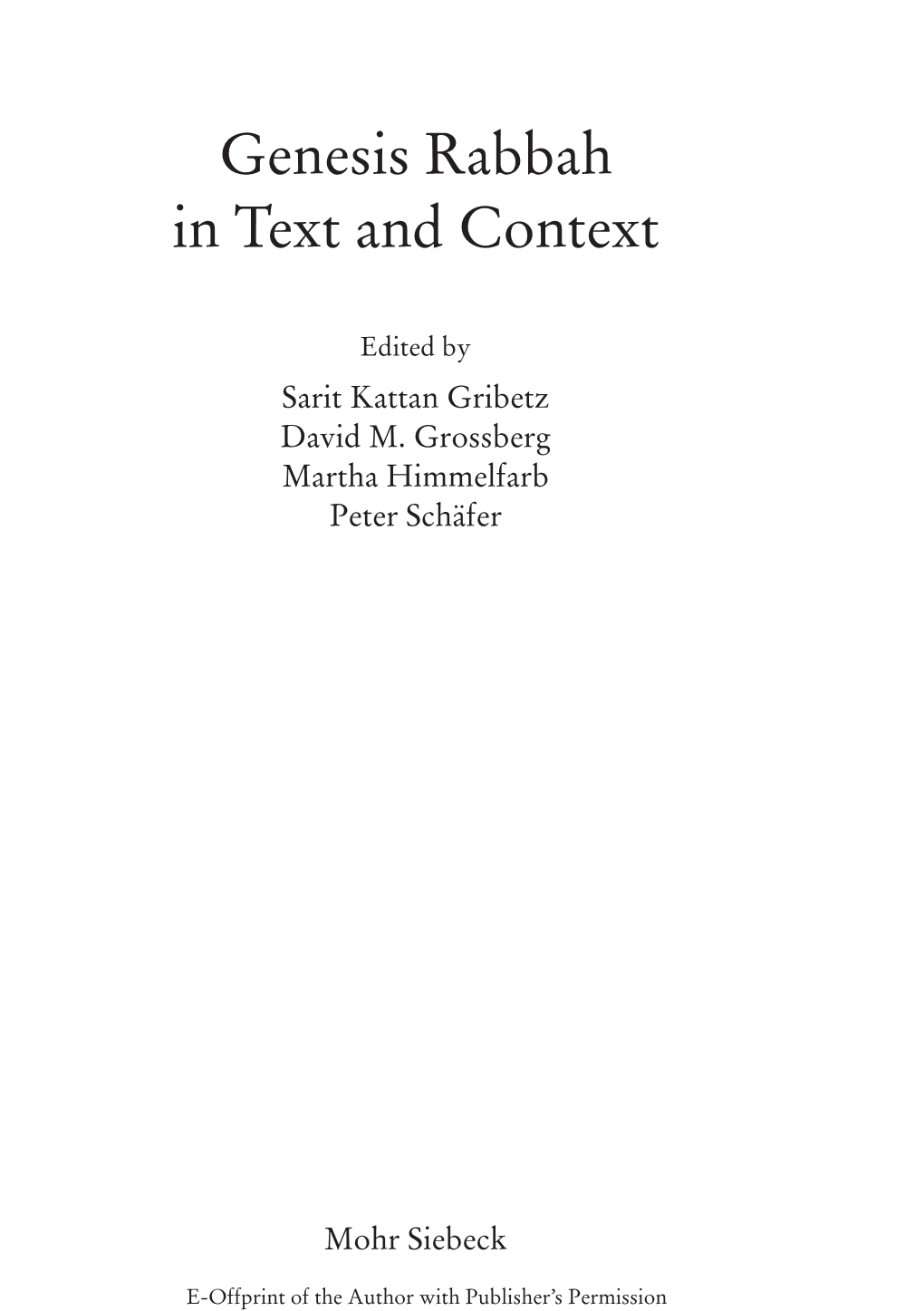 Genesis Rabbah in Text and Context