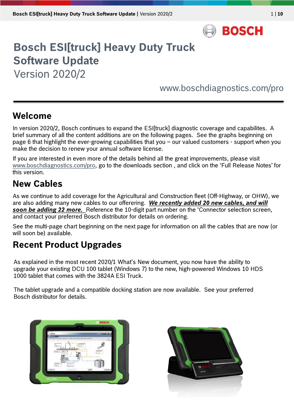 Bosch ESI[Truck] Heavy Duty Truck Software Update | Version 2020/2 1 | 10