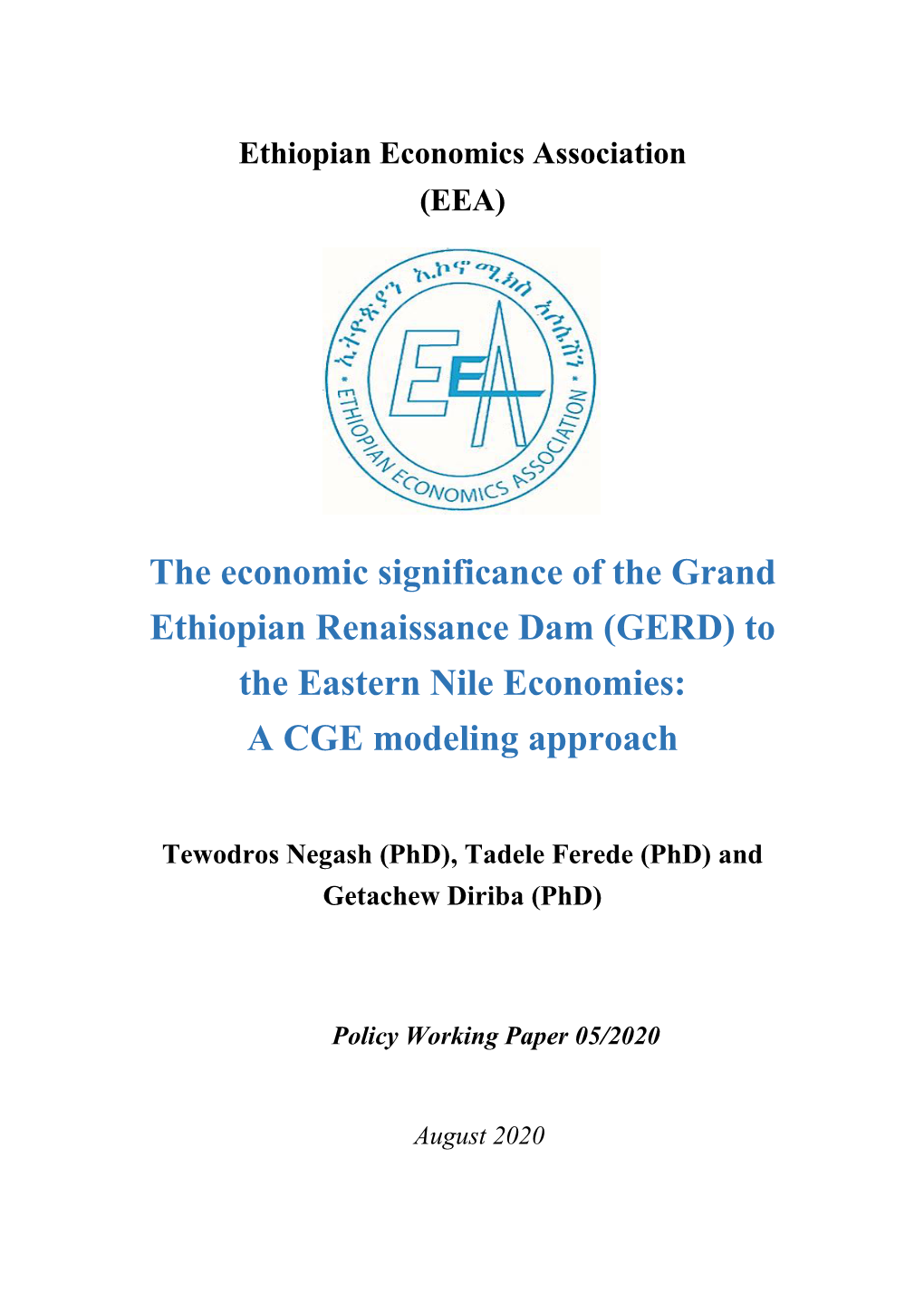 (GERD) to the Eastern Nile Economies: a CGE Modeling Approach