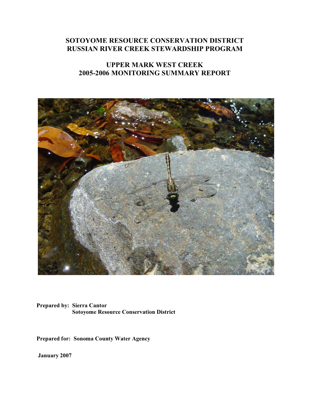 Upper Mark West Creek Monitoring Summary Report.Pdf
