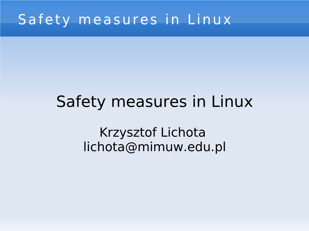 Safety Measures in Linux