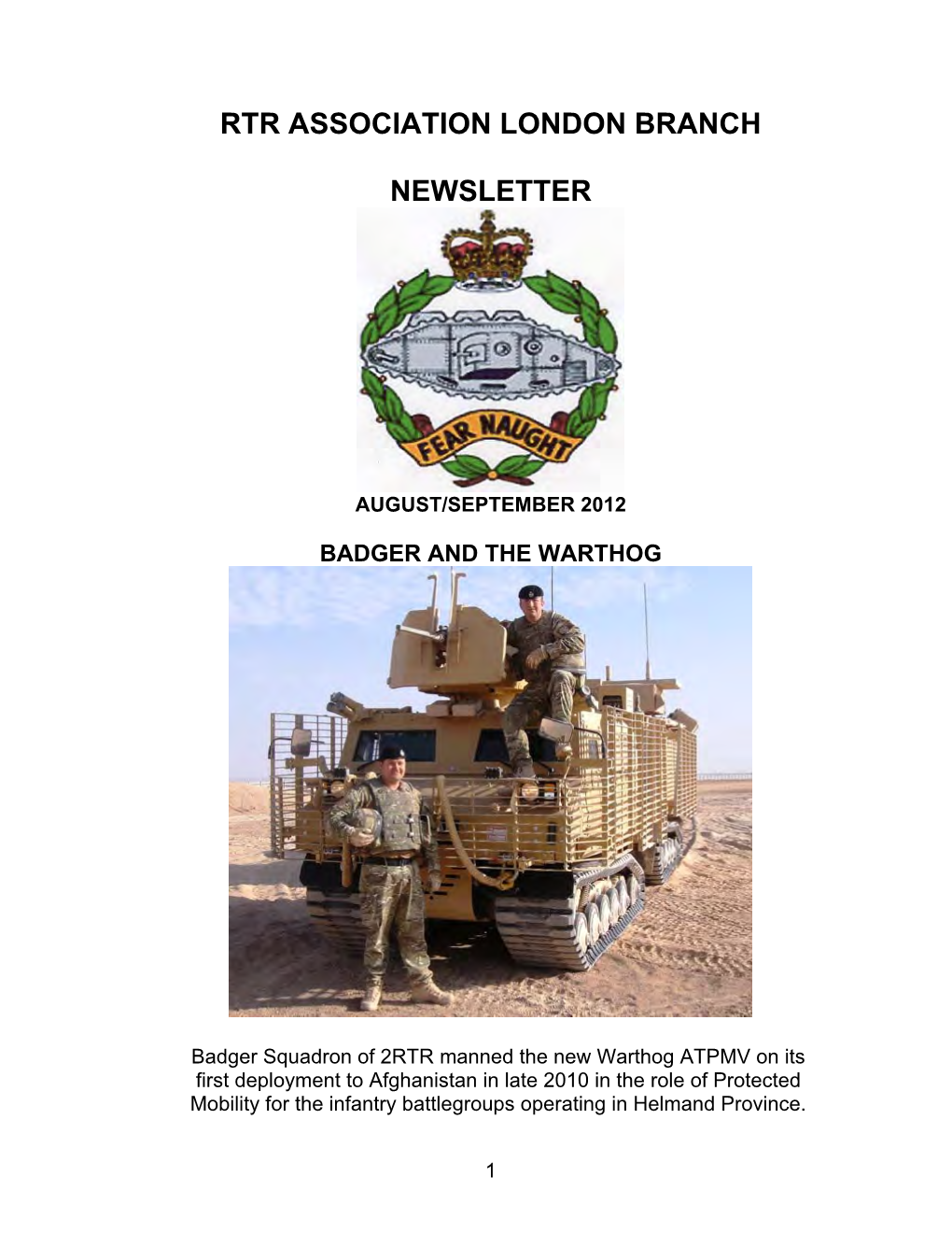 Rtr Association London Branch Newsletter