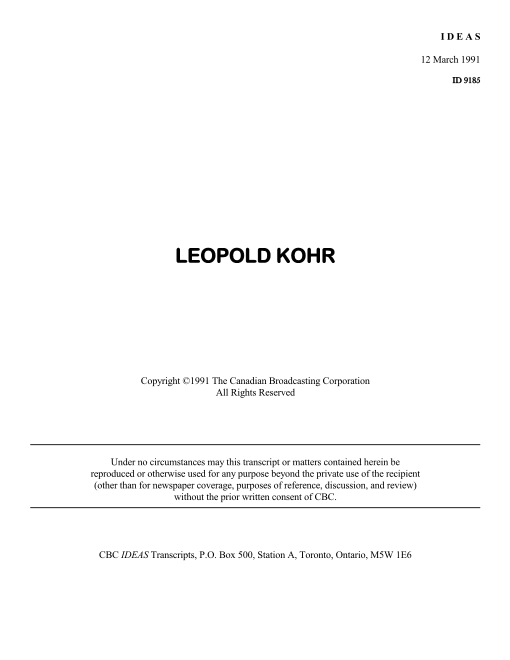 Leopold Kohr