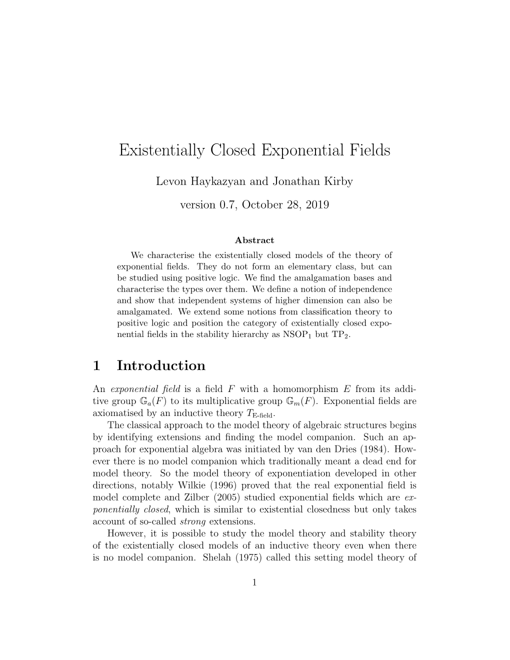 Existentially Closed Exponential Fields