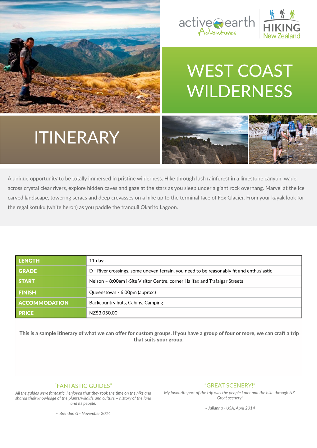 West Coast Wilderness Itinerary